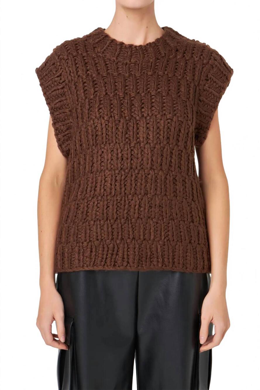 NEW ENGLISH FACTORY chunky knit sweater vest in brown